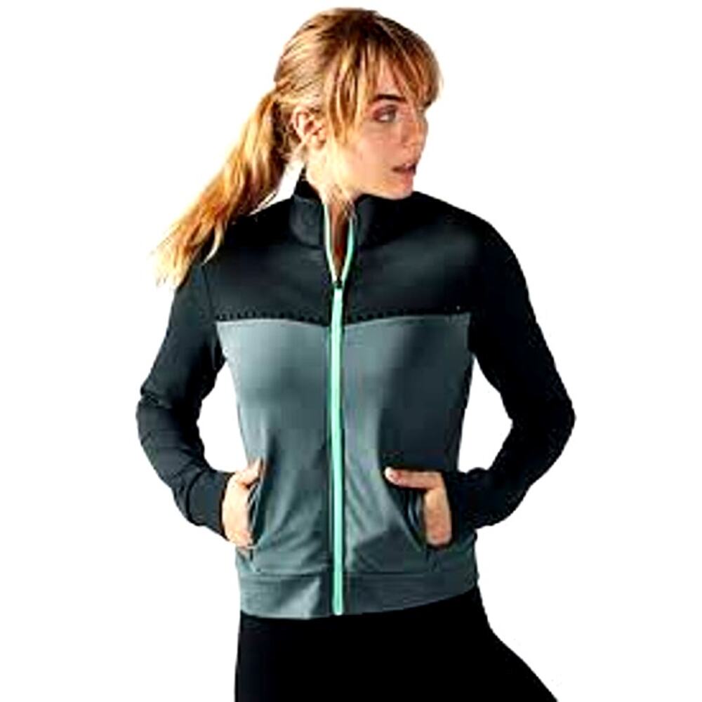 Fabletics Cleo Full Zip Jacket Green Colorblock Perforated Track Coat XL - Picture 12 of 12